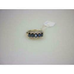 Ring goud met saffiier & 0.5K diamant / Z6107