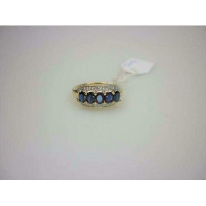 Ring goud met saffiier & 0.5K diamant / Z6107