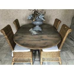 Grenen ronde kolompoot eettafel ( uitschuifbaar)