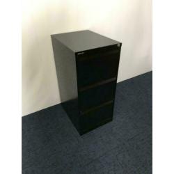 8 x Bisley hangmappenkast / dossierkast, 3 lades, zwart
