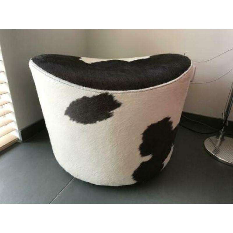 Poef zwart/witte leren koeienhuid Stockholm Designlabel Ikea