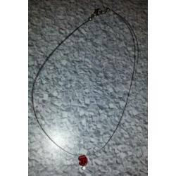 Nieuw! Collier Ketting + Swarowski kristal hanger roos rood