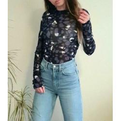 Blauwe mesh top