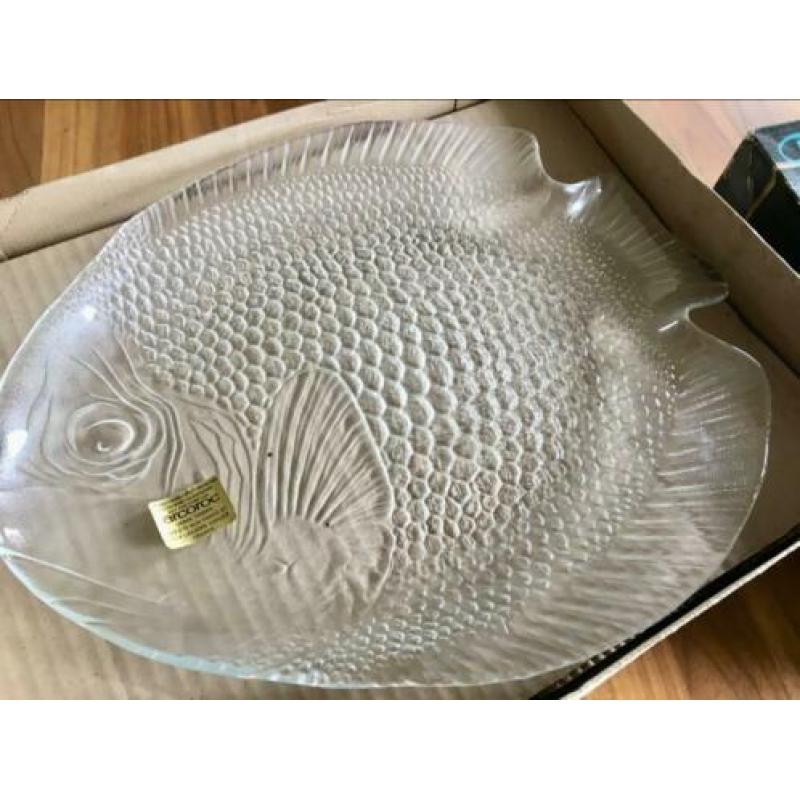 Arcoroc schalenset vissen vintage