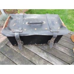 Mooie ouwe leer leren gereedschapstas zwart 45 x 21 en 21 c
