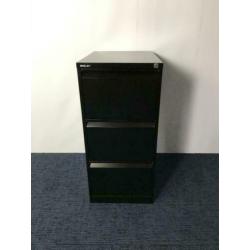 8 x Bisley hangmappenkast / dossierkast, 3 lades, zwart