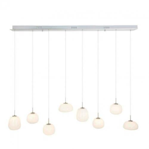 RVS hanglamp met witte glazen bollen 1491ST