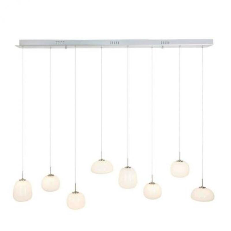 RVS hanglamp met witte glazen bollen 1491ST