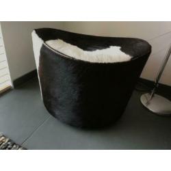 Poef zwart/witte leren koeienhuid Stockholm Designlabel Ikea