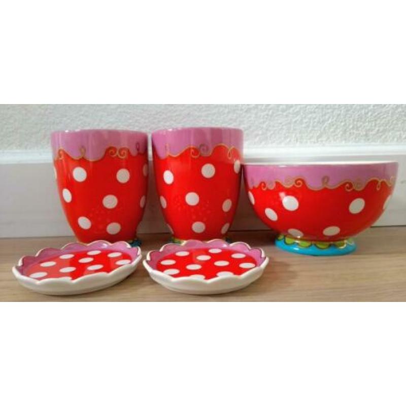Oilily servies - rood polka dot - 5 delig