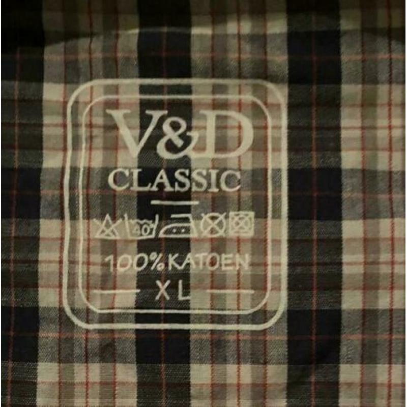 V&D geblokt overhemd maat XXL
