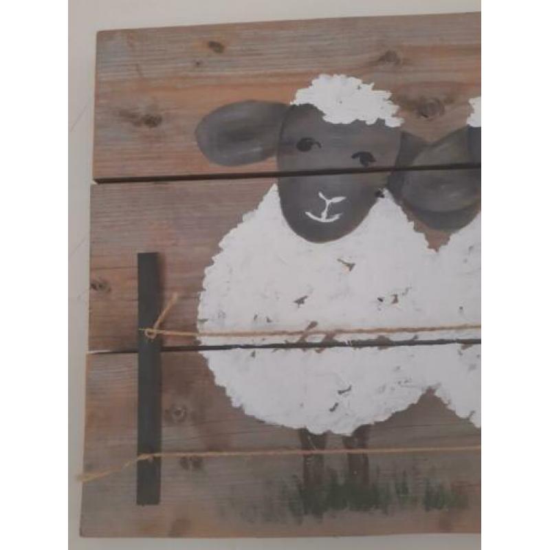 Schilderij nieuw op oud hout geschilderd, afm 1.10 x 0.50