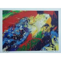 Jan Cremer(1940)Kleur Zeefdruk"Abstr Compositie Ara" Ges Gen