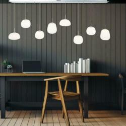 RVS hanglamp met witte glazen bollen 1491ST
