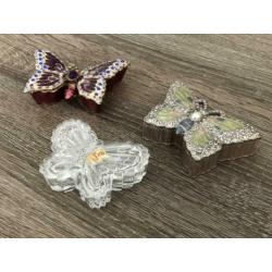 Mooie vlinder doosjes / emaille kristal en strass