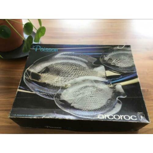 Arcoroc schalenset vissen vintage