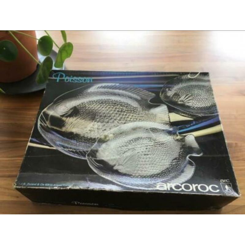Arcoroc schalenset vissen vintage