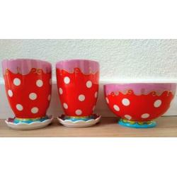 Oilily servies - rood polka dot - 5 delig