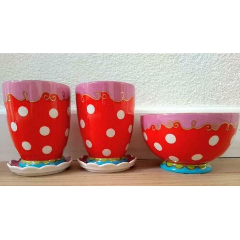 Oilily servies - rood polka dot - 5 delig
