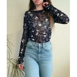 Blauwe mesh top