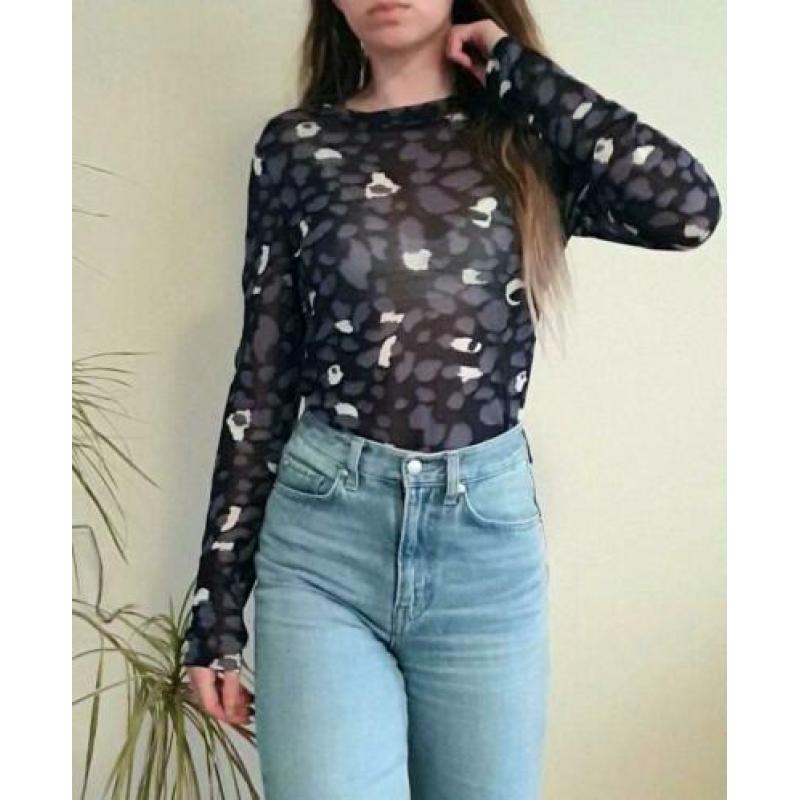 Blauwe mesh top