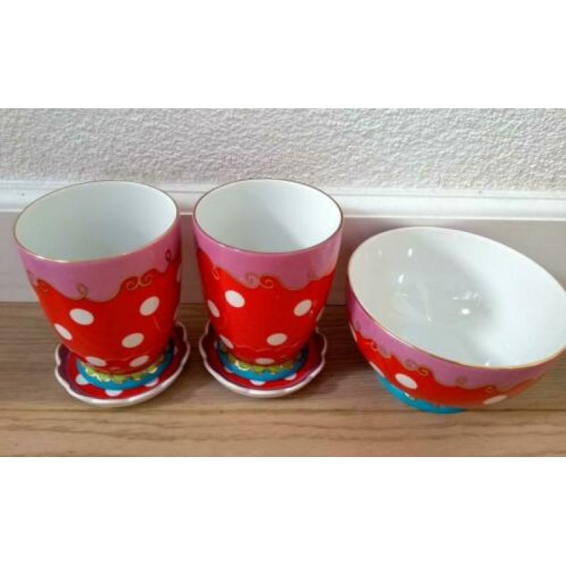 Oilily servies - rood polka dot - 5 delig