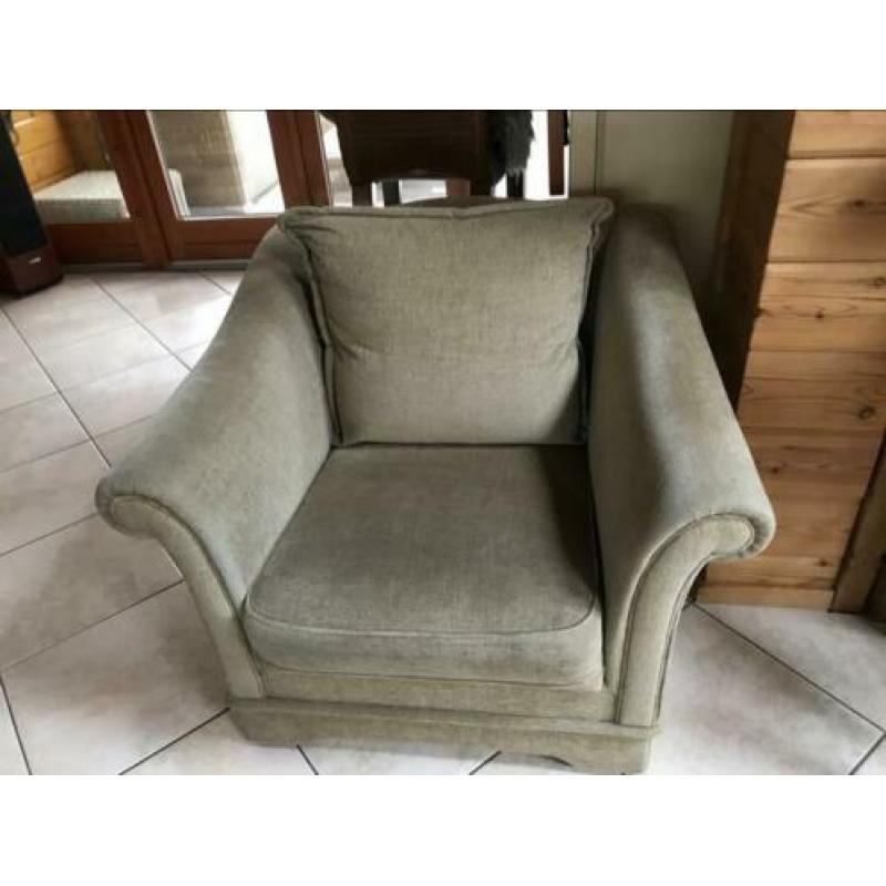 bankstel met twee fauteuilles inclusief hocker met kussen