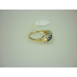 Ring goud met saffiier & 0.5K diamant / Z6107