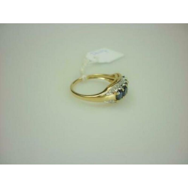 Ring goud met saffiier & 0.5K diamant / Z6107