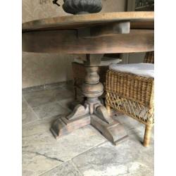 Grenen ronde kolompoot eettafel ( uitschuifbaar)