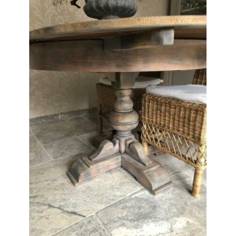 Grenen ronde kolompoot eettafel ( uitschuifbaar)