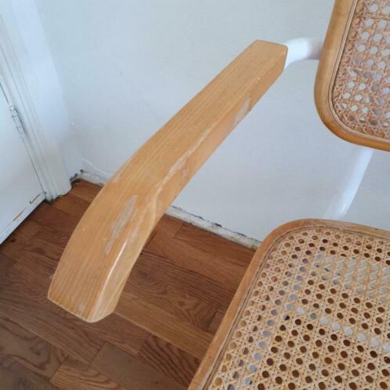 Vintage Thonet stijl stoel lichtbruin met wit