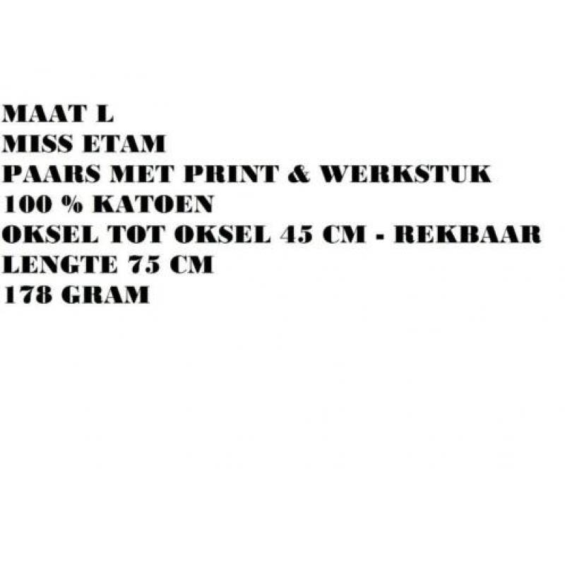 Maat l - miss etam - paarse tuniek met werkstuk
