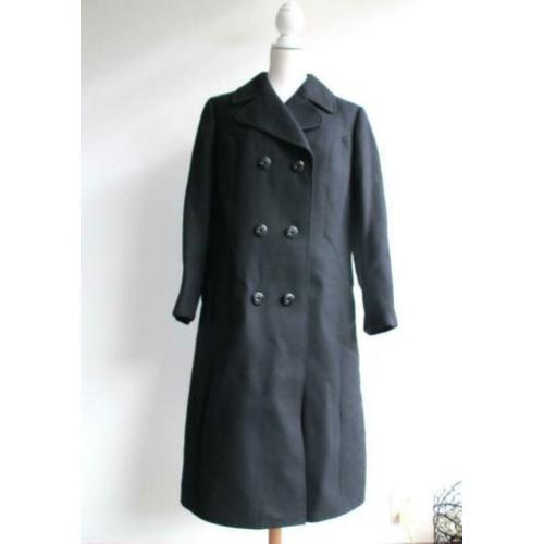 Vintage jas retro wol zwart maat 38 40 seventies
