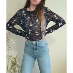 Blauwe mesh top