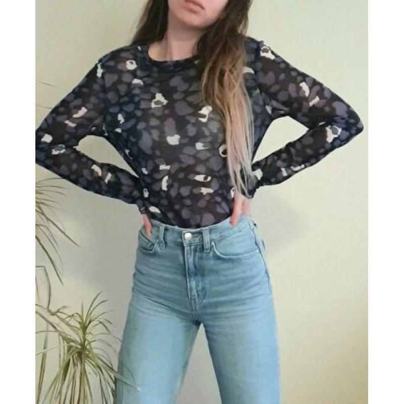 Blauwe mesh top