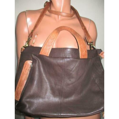 M.L.C ! Leren hand/schouder/cross bodytas.