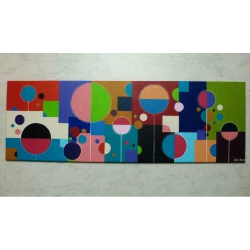 Nieuw handgeschilderd acryl schilderij in vrolijke kleuren