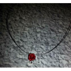 Nieuw! Collier Ketting + Swarowski kristal hanger roos rood
