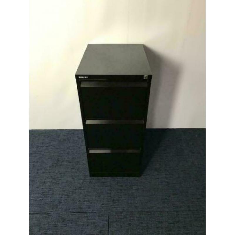 8 x Bisley hangmappenkast / dossierkast, 3 lades, zwart