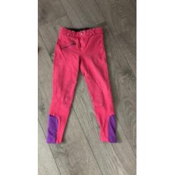 Paardrijbroek roze met paars maat 116 merk OHP