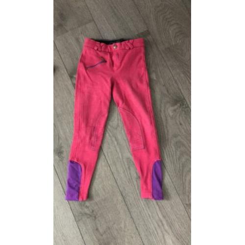 Paardrijbroek roze met paars maat 116 merk OHP