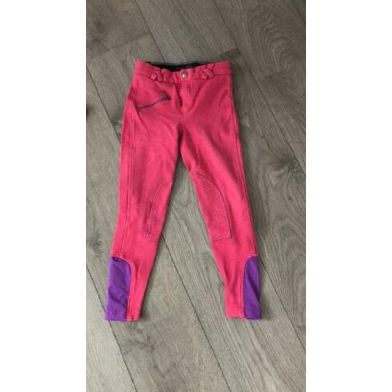 Paardrijbroek roze met paars maat 116 merk OHP