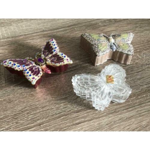 Mooie vlinder doosjes / emaille kristal en strass