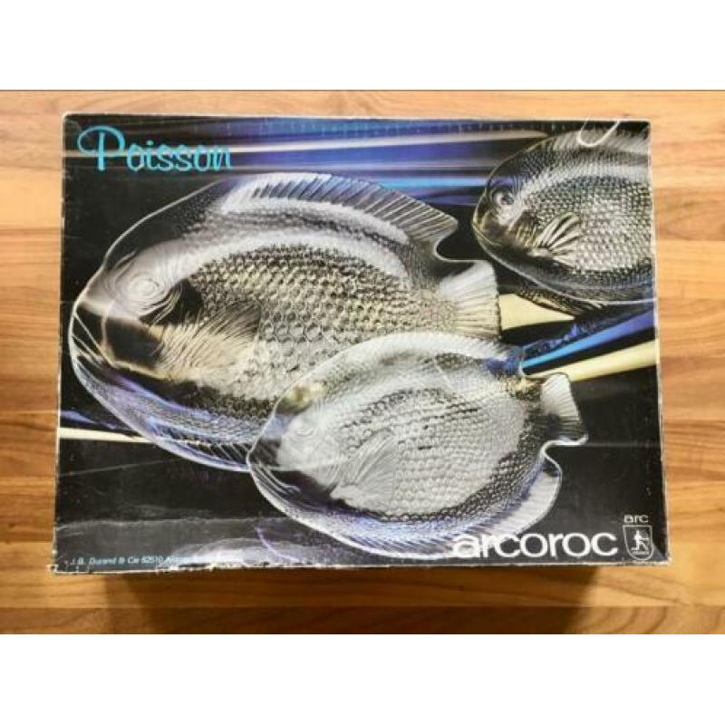 Arcoroc schalenset vissen vintage