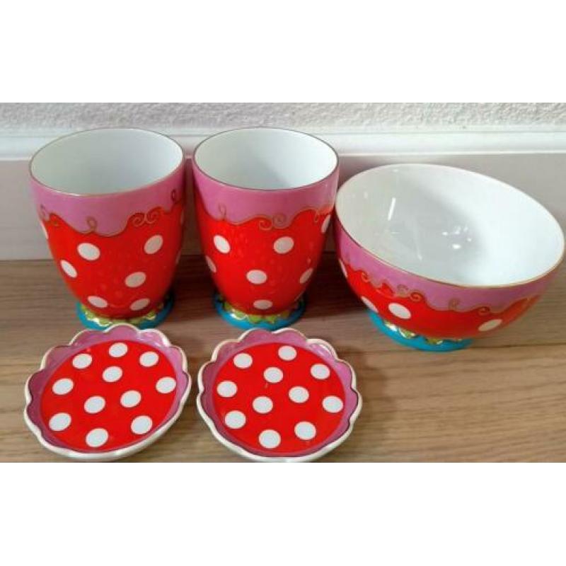 Oilily servies - rood polka dot - 5 delig