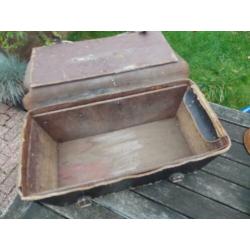 Mooie ouwe leer leren gereedschapstas zwart 45 x 21 en 21 c