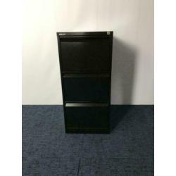 8 x Bisley hangmappenkast / dossierkast, 3 lades, zwart