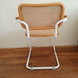 Vintage Thonet stijl stoel lichtbruin met wit