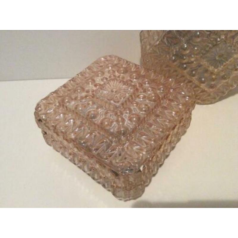 PA2 vintage goud amber gekleurde vierkante plafondlamp glas